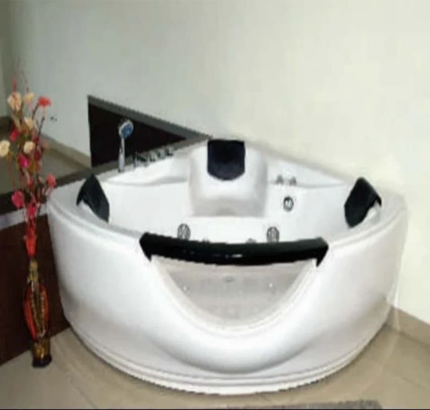 Shraddha White Corner Acrylic Spa Bath Tub