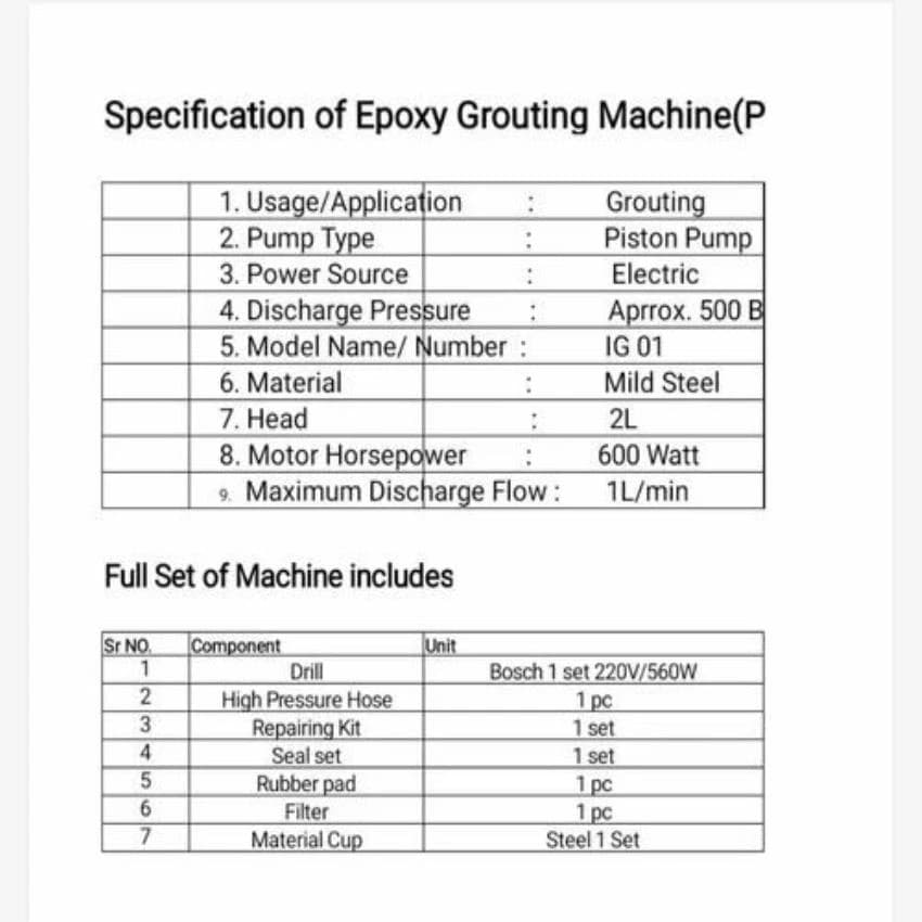 Pu Epoxy Grouting Pump