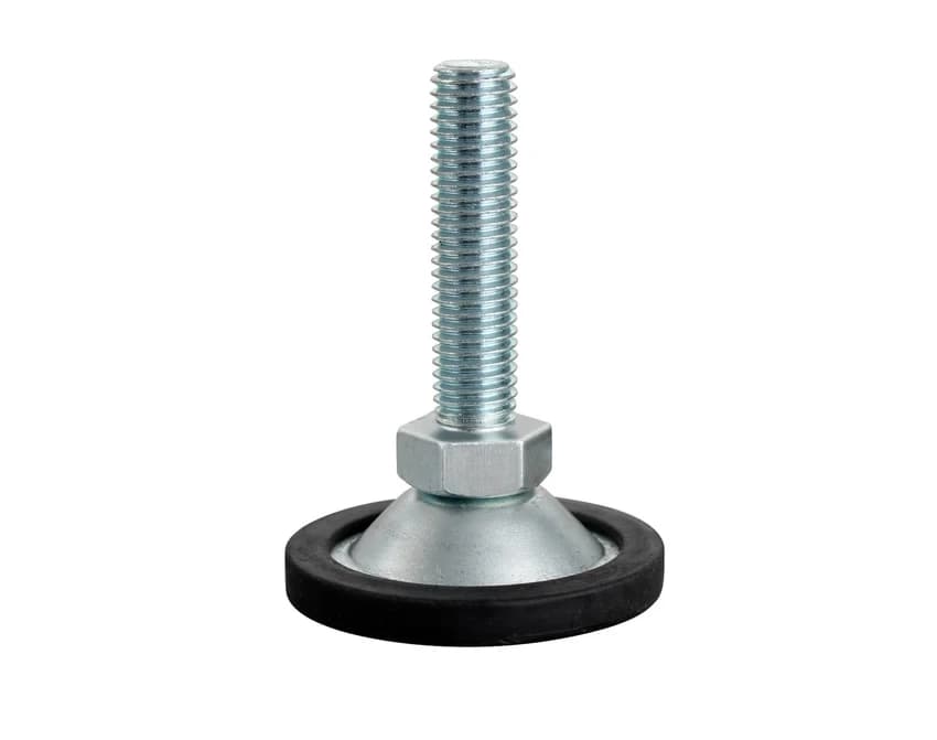 L-4E Levelling Foot M12 Thread Size with Rubber Coated Base Diameter 52mm (50mm Stud Length)