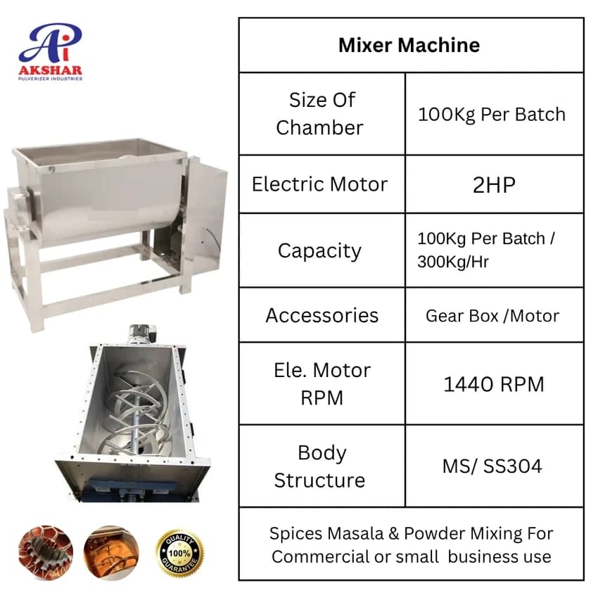 Automatic Detergent Powder Mixing Machine SS304 Body cap 100kg Per Batch