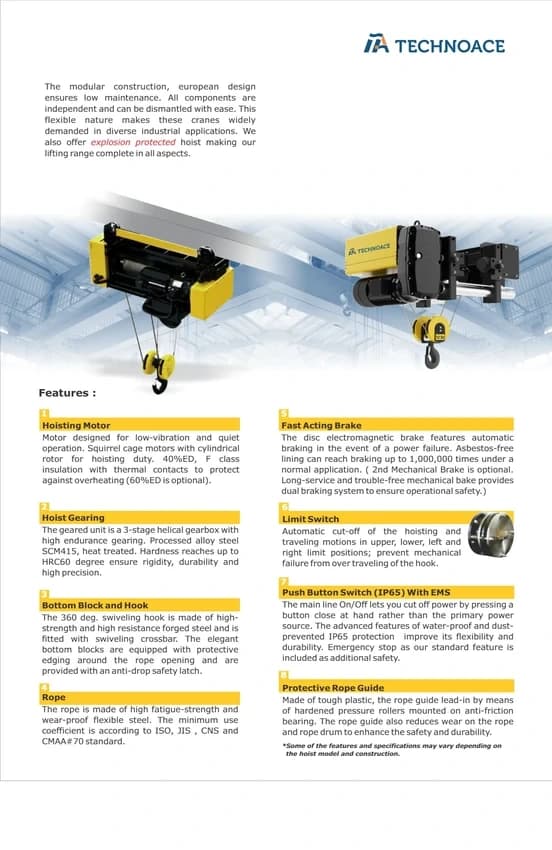 Electric Underslung Crane, For Industrial