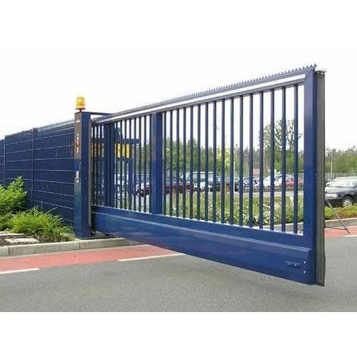 Paint Coated 6 Feet Black Mild Steel Automatic Sliding Gate For Industrial