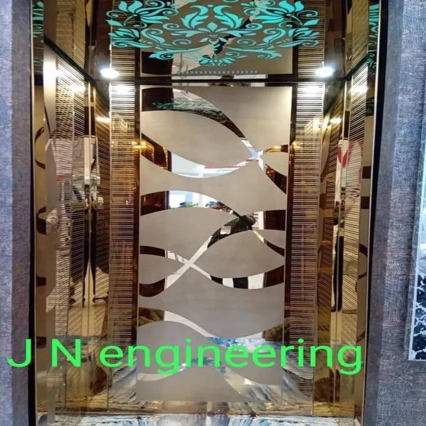 Mirror Finish 8 Designer Stainless Steel Elevator Cabin, For Commercial Elevators