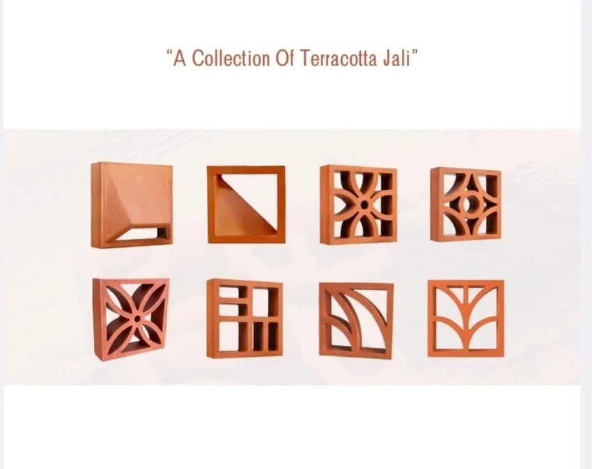 8x8 A traditional collection of terracotta jali, 8 in x 8 in