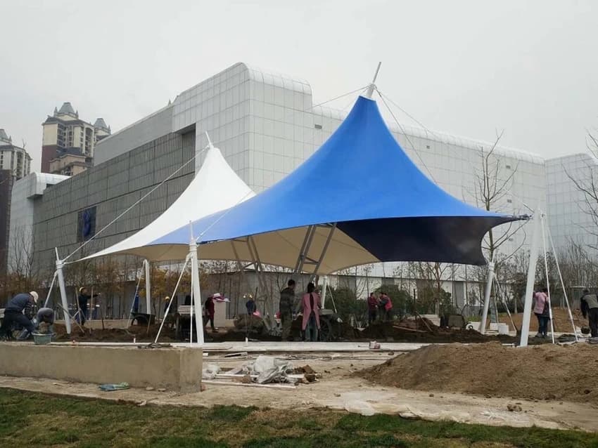 White Ms Structure & Tensile Fabric Outdoor Garden Gazebo Tent