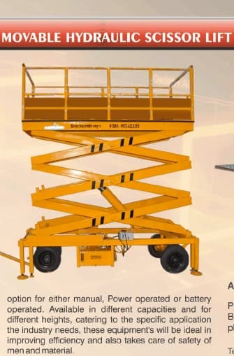 Hydraulic Scissor Lift System, Capacity: 200-1000 kg, Maximum Speed: 4 M/Min