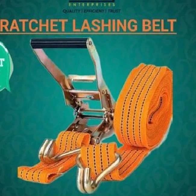 Orange Polyester Ratchet Lashing Belt, For Loading