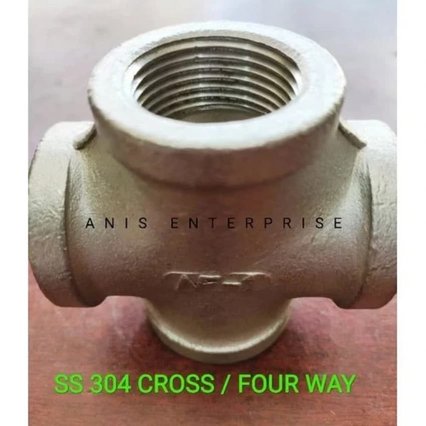 SS 304 Four Way Cross, Size: 1/4 Inch