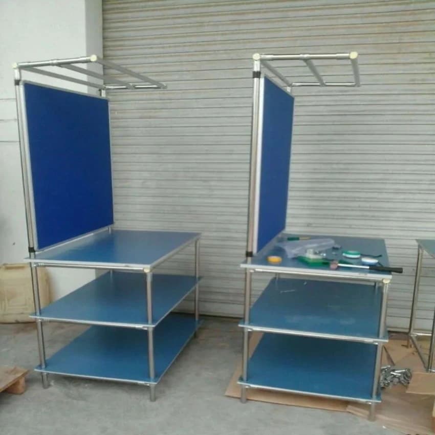Polished Gray Pipe And Joints System Workstation