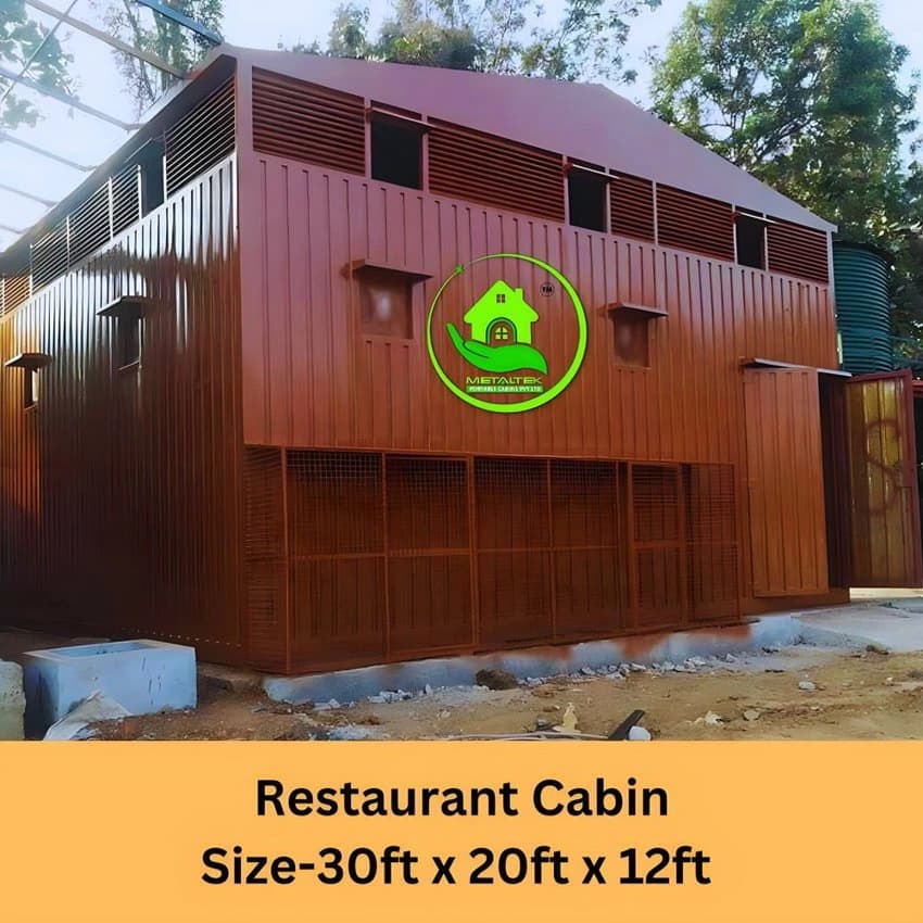 Rectangular Red Portable Restaurant Cabin