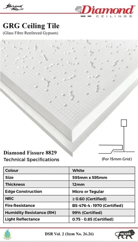 Asbestos Cement Grg Ceiling Tiles, 12 mm