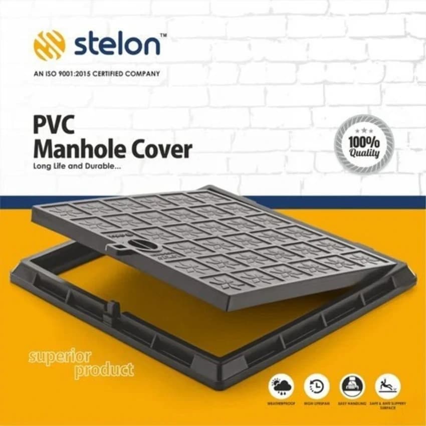 PVC Heavy Square Manhole Cover, 12x12 inch, Load Capacity: 5 Ton