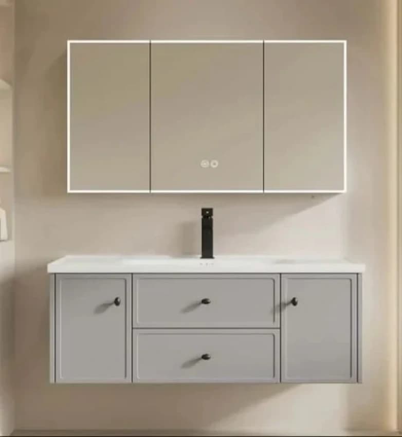 VIVISA 1200 MM MODERN STEEL BATHROOM CABINETS WITH LED MIRROR SET