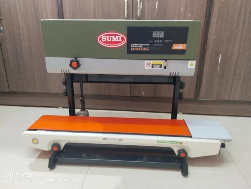 Automatic Vertical Continuous Band Sealer Machine, Model Name/Number: SCS3HV, Production Capacity: 3000 Bag Sper Day