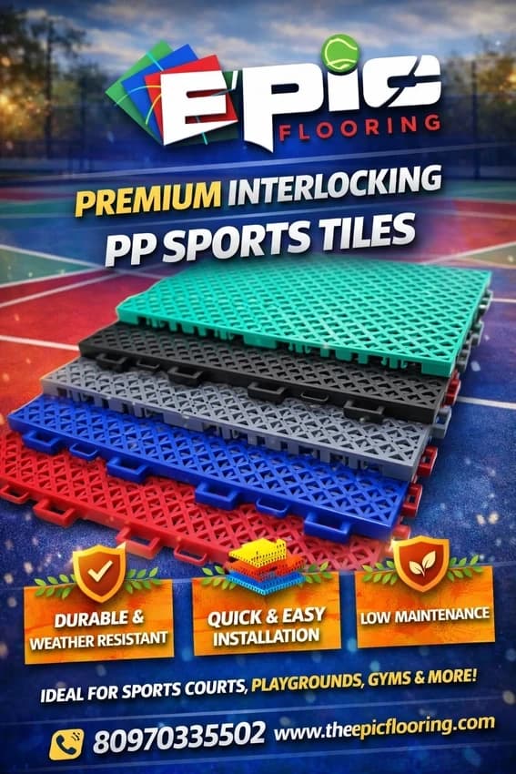 Polypropylene Interlocking Pp Tiles, 12"" X 12""