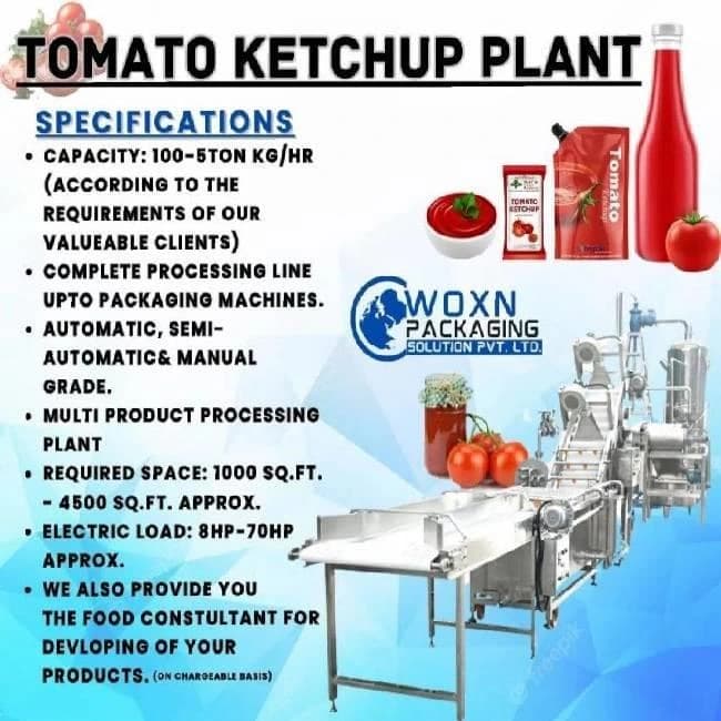 Semi-Automatic Tomato Ketchup-Sauce Plant 500KG/HR.
