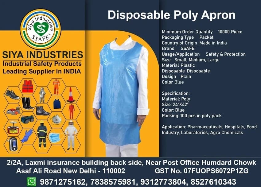 Unisex Blue Disposable Medical Apron