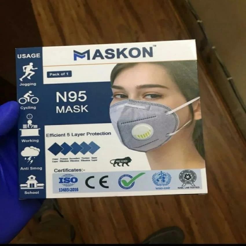 Maskon Reusable Safety Face Mask, Without Valve, Number of Layers: 5 Layer
