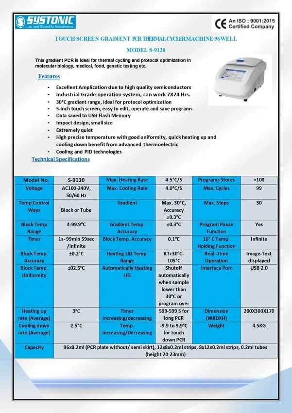 S-9130 Gradient PCR Machines Systonic, 96 well