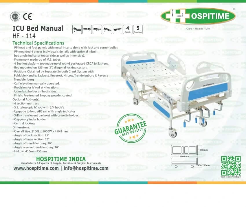 Hospitime ICU Bed Manual 3 / 4 Function