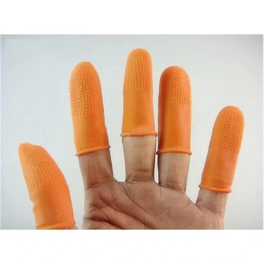 Unisex Orange Rubber Finger Gloves, For Construction