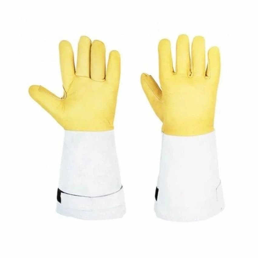 Leather Yellow and White Cryogenic Hand Gloves