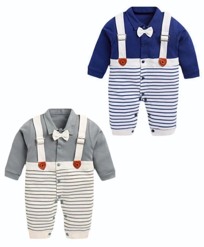 Boys Baby Twins Cotton Striped Kids Romper