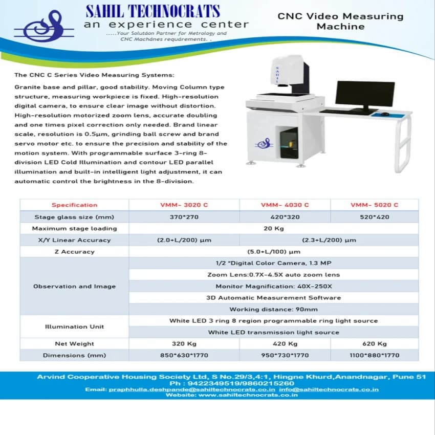 Sahil CNC Fully Automatic Video Measuring System VMM, For Precision Parts Inspection, Packaging Type: Box
