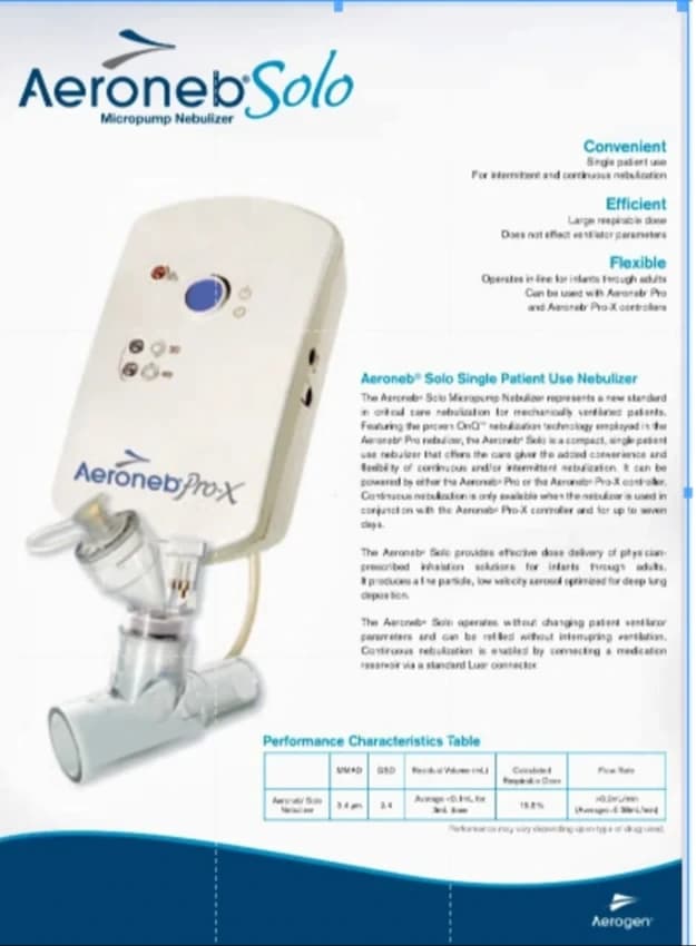 Table Top Aerogen Solo Nebulizer Kit, For Hospital, Size: Small