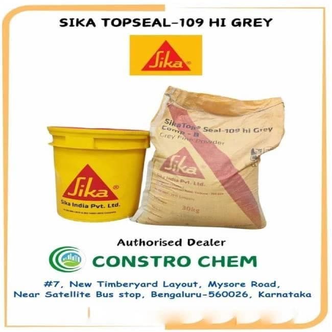Cementitious Acrylic Black Sika Topseal - 109 HI Grey - 50KG, Powder & Liquid, For Concrete