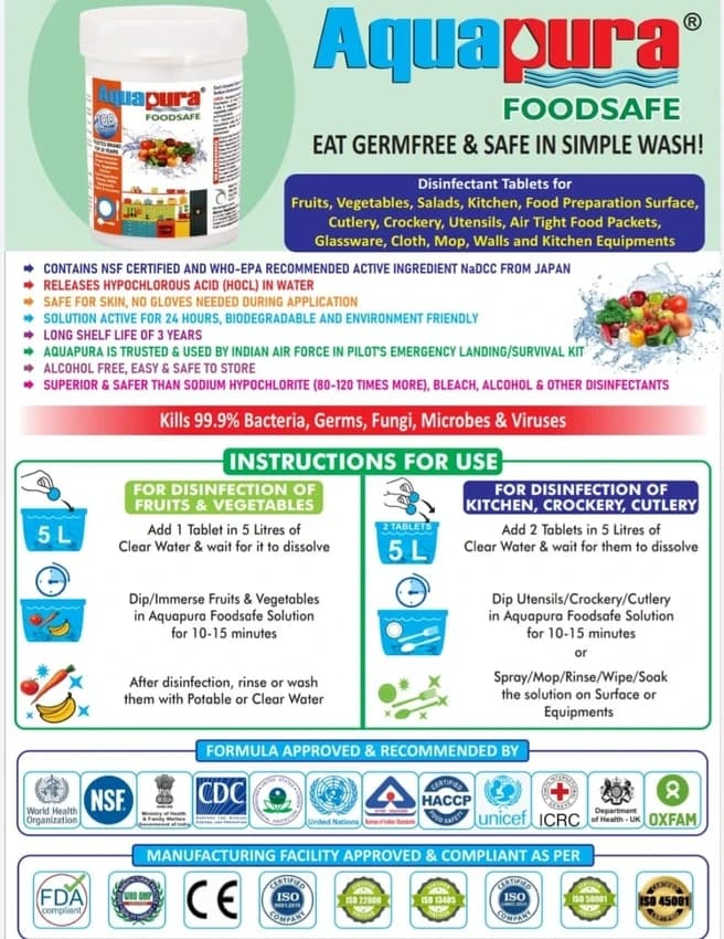 Aquapura, For Commercial, 1 Tablet In 5 Litres Of Water