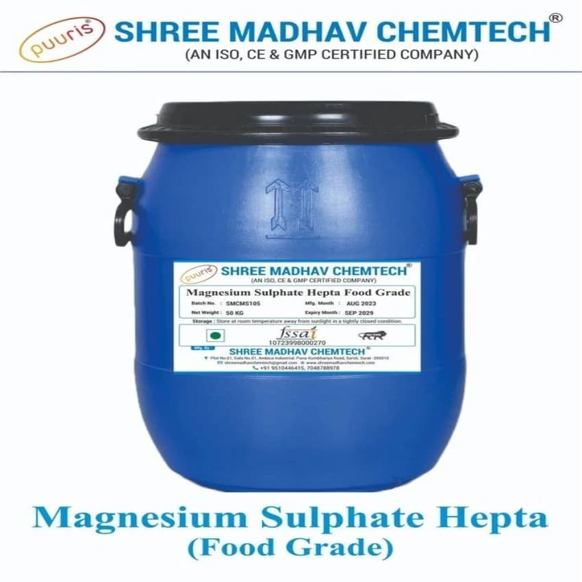 99.50%+ Food Grade Added Mineral Chemical For Packaged Drinking Water Plant, Drum, 25 Kg