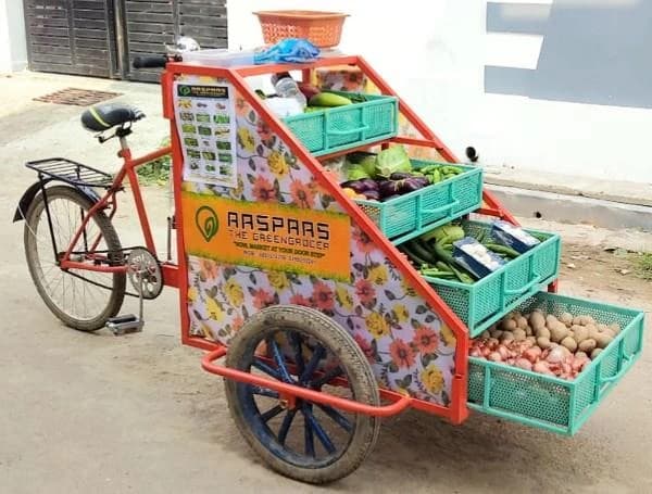 Modern Vegetables and Fruits Selling Cart.