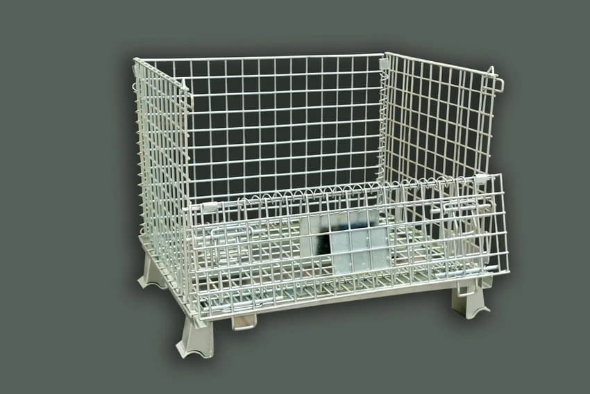 MS Folding Wire Mesh Cage Container, Capacity: 500 kg, Trolley Size: 800 mm