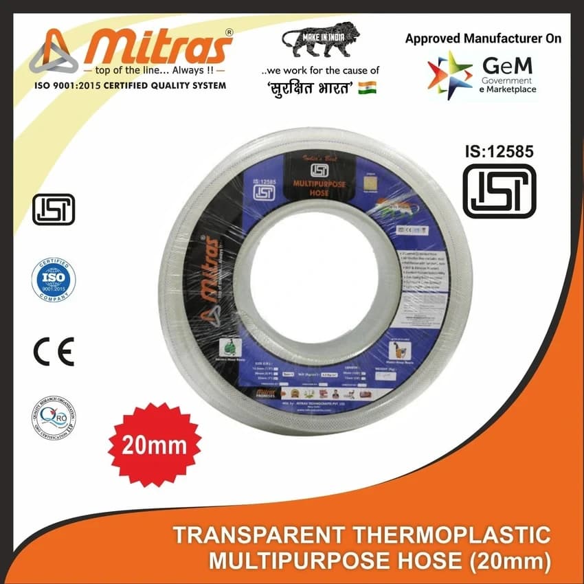 Transparent Thermoplastic Multipurpose Hose 3/4"" Inch (20mm)