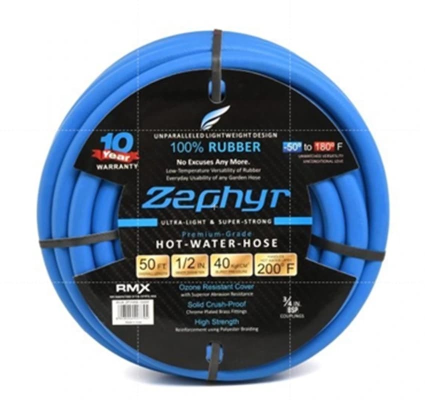 Zephyr Rubber Hot-N-Cold Water / Garden Hose 13mmx8m With Fittings (ZW1308)