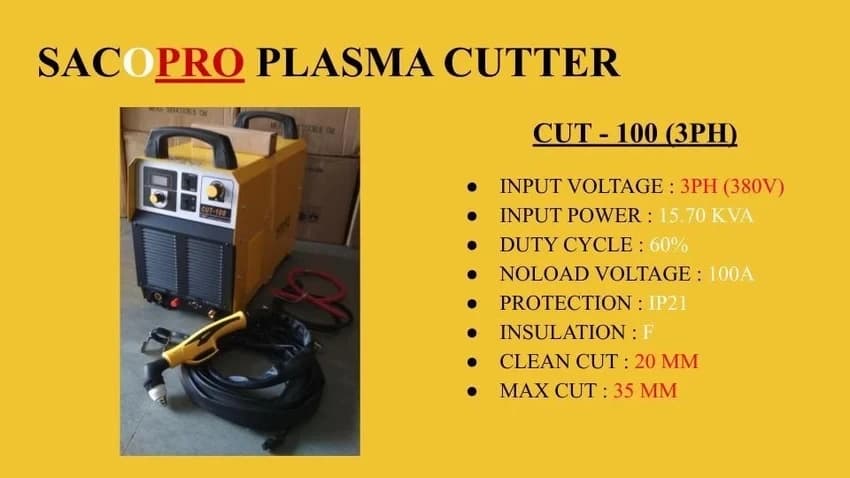 SACOPRO CUT-100 Air Plasma Cutting Machine, Automation Grade: Semi Automatic, Max Cutting Thickness: 35mm