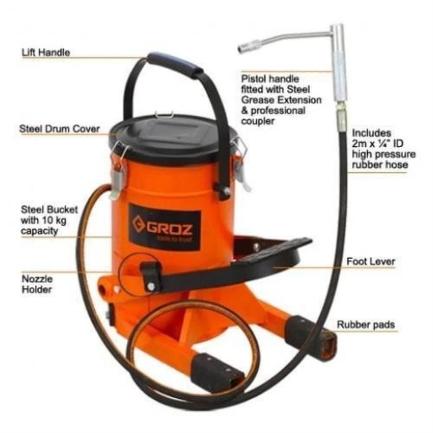 Manual GROZ FOOT OPERATED GREASE PUMP, Capacity: 10 Kgs., Model Name/Number: FOP/10A