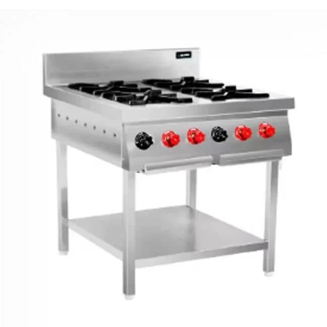 4 LPG Four Burner Continental Range With Oven, For Restaurant