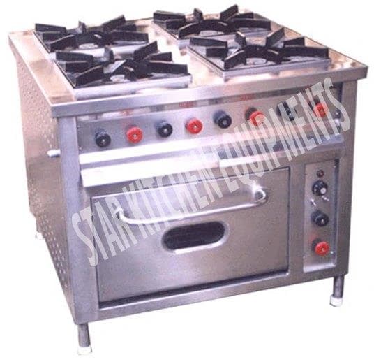 Silver Stainless Steel Four burner with tawa, For Restaurant, Model Name/Number: Star-01