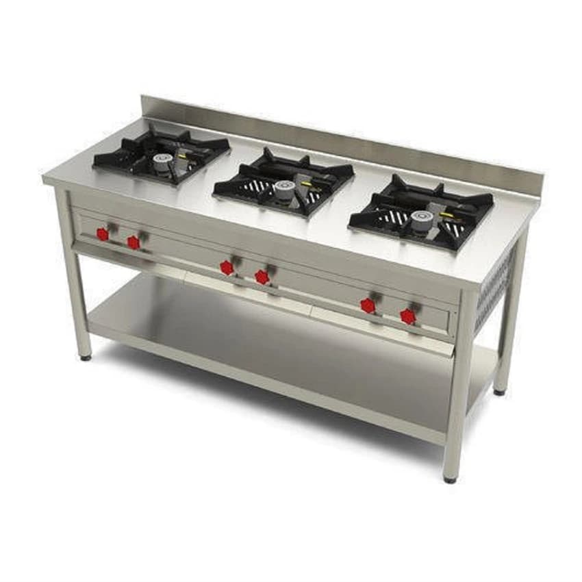Iskra LPG Stainless Steel Three Burner Range, For Commercial