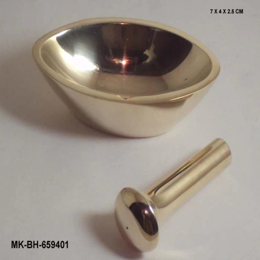 Golden Oval Brass Mortar, for Home