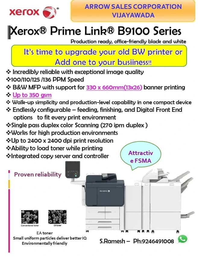 Xerox PrimeLink B9100 Series Copier Printer - PRODUCTION PRINTERS, Up to 136 ppm