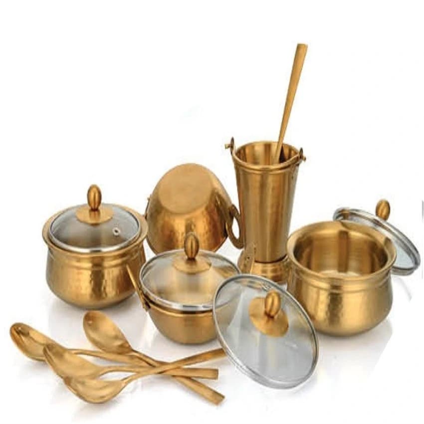 King International Mirror Finish Brass Cookware Sets, For Home, Size: Standard