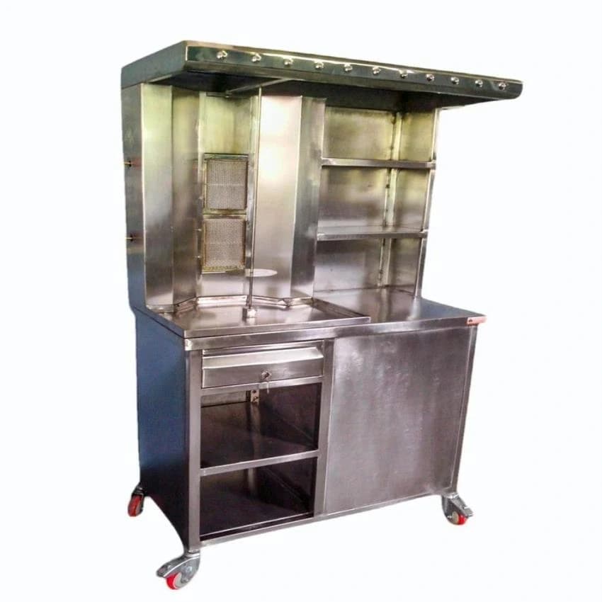 Silver Stainless Steel Shawarma Machine with Cabinet, For Commercial