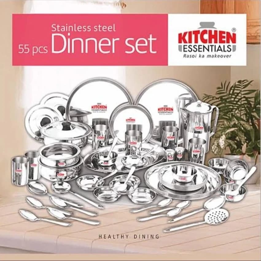Kitchen Essentials Stainless Steel Dinner set, 24 pieces Set