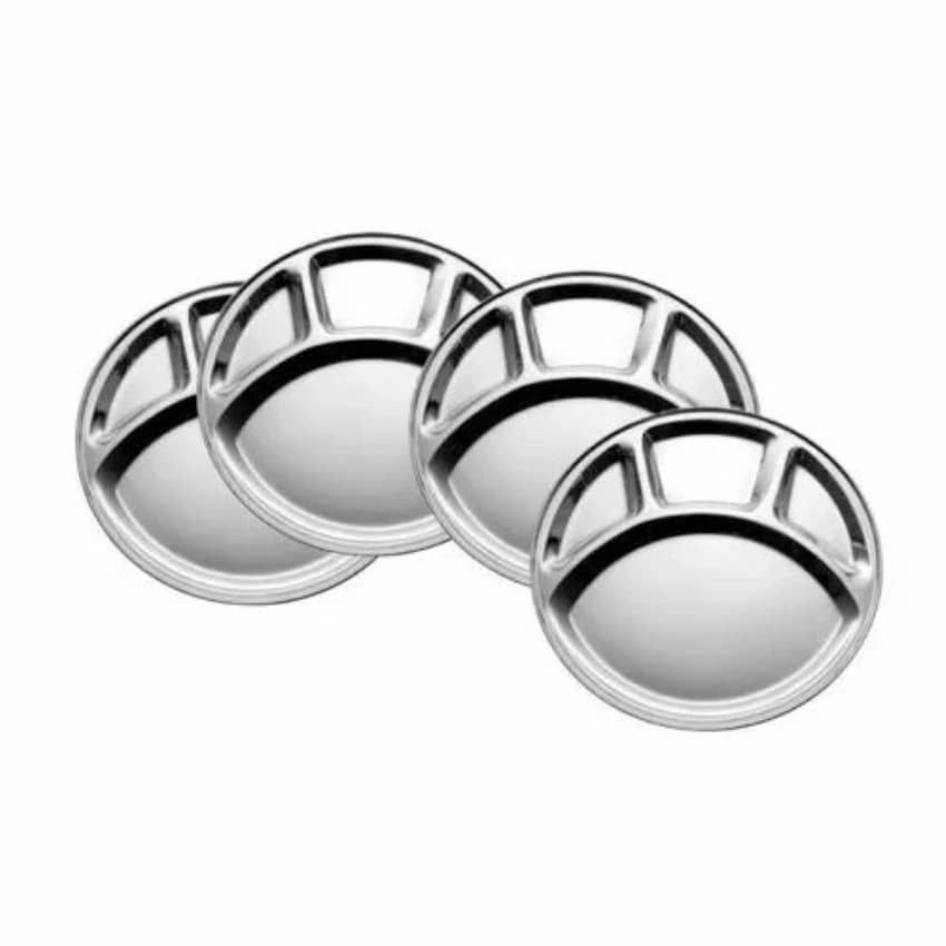 Silver Stainless Steel Divided Dinner Plate