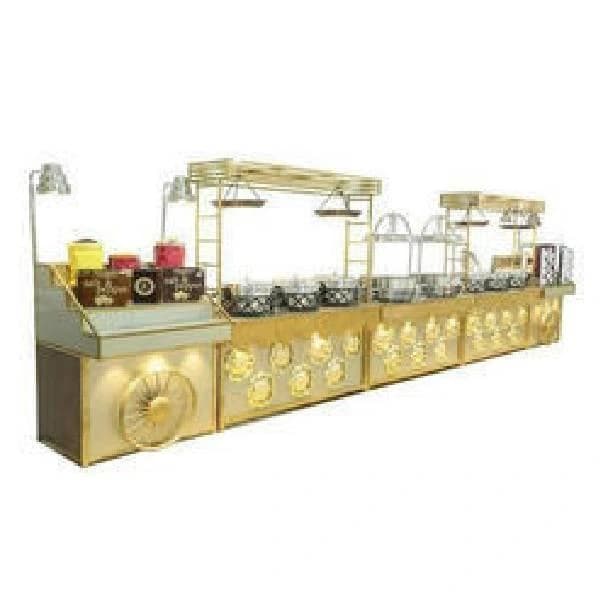 Stainless Steel Golden Design Catering Counter