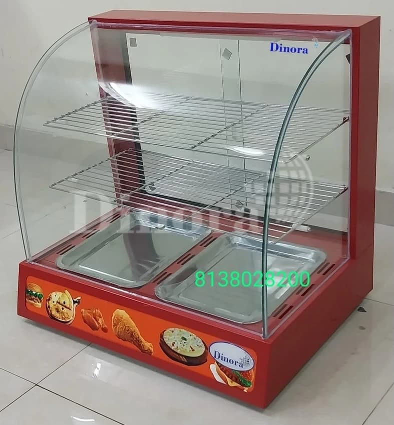 Stainless Steel Glass Food Warmer Showcase, For Bakery