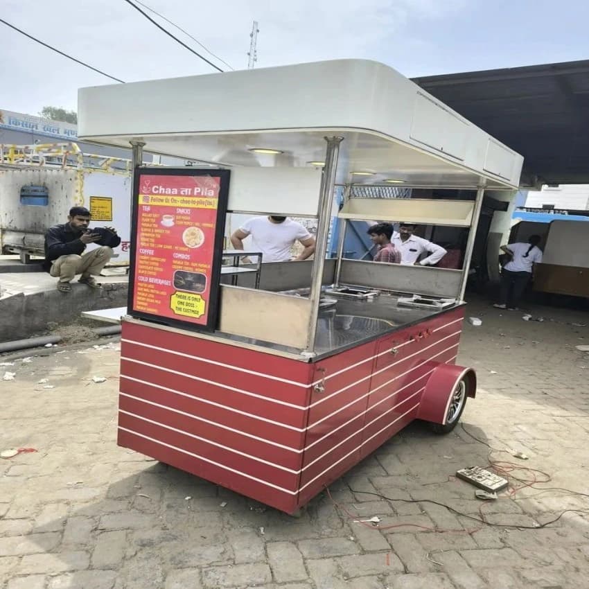 Stainless Steel Tea Stall Push Cart